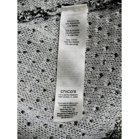 Chico’s Open Front Textured Overlay Jacket Womens 0 US 4 Gray Multi Long Sleeve - Picture 5 of 7